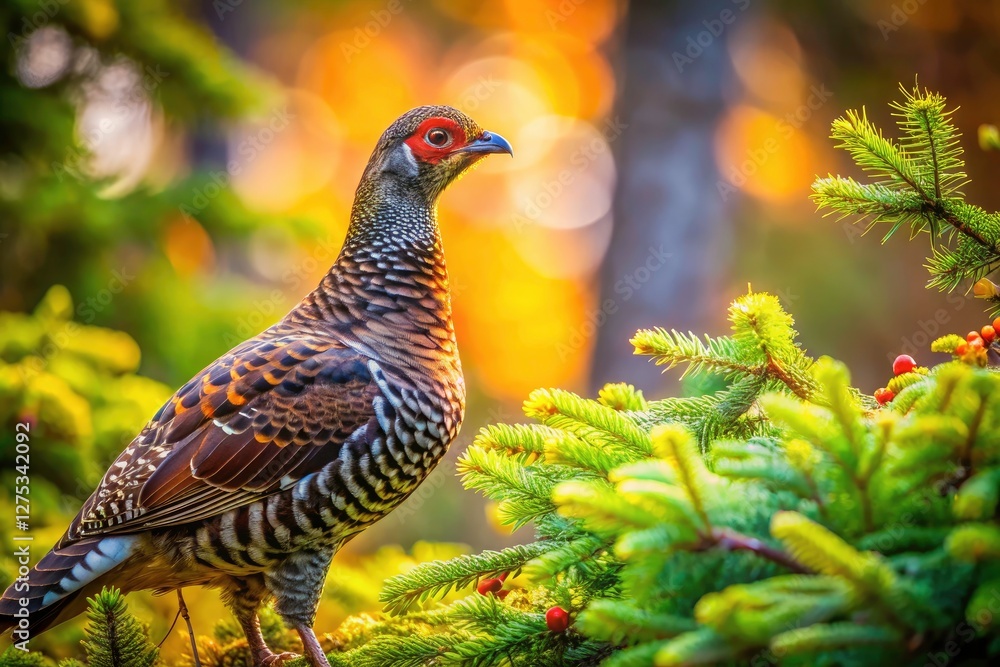 Stunning spruce grouse image; a testament to Canadian wildlife and exquisite avian photography. Stunning spruce grouse image; a testament to Canadian wildlife and exquisite avian photography.