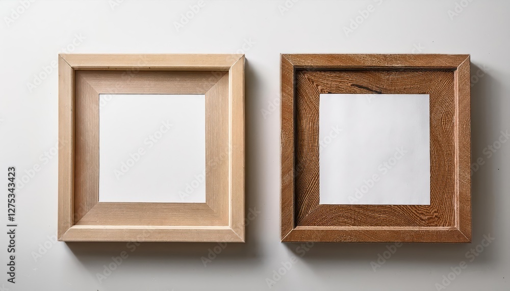 Minimalist Wooden Framed Passepartout Mockup on White Wall with Square Design, Elevating Modern Art, Home Decor, or Graphic Design Inspiration Minimalist Wooden Framed Passepartout Mockup on White Wall with Square Design, Elevating Modern Art, Home Decor, or Graphic Design Inspiration