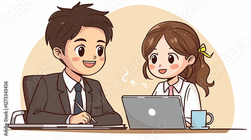 tow business people in office on laptop