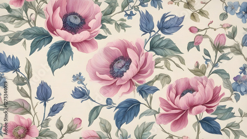 tiles design, High-Quality Watercolor Flower Illustration with Details