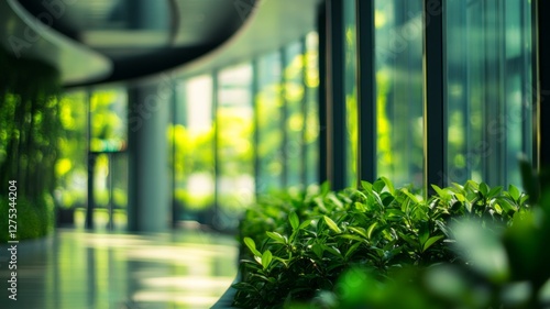 Bright and airy indoor space with lush greenery and large windows allowing natural light during the day