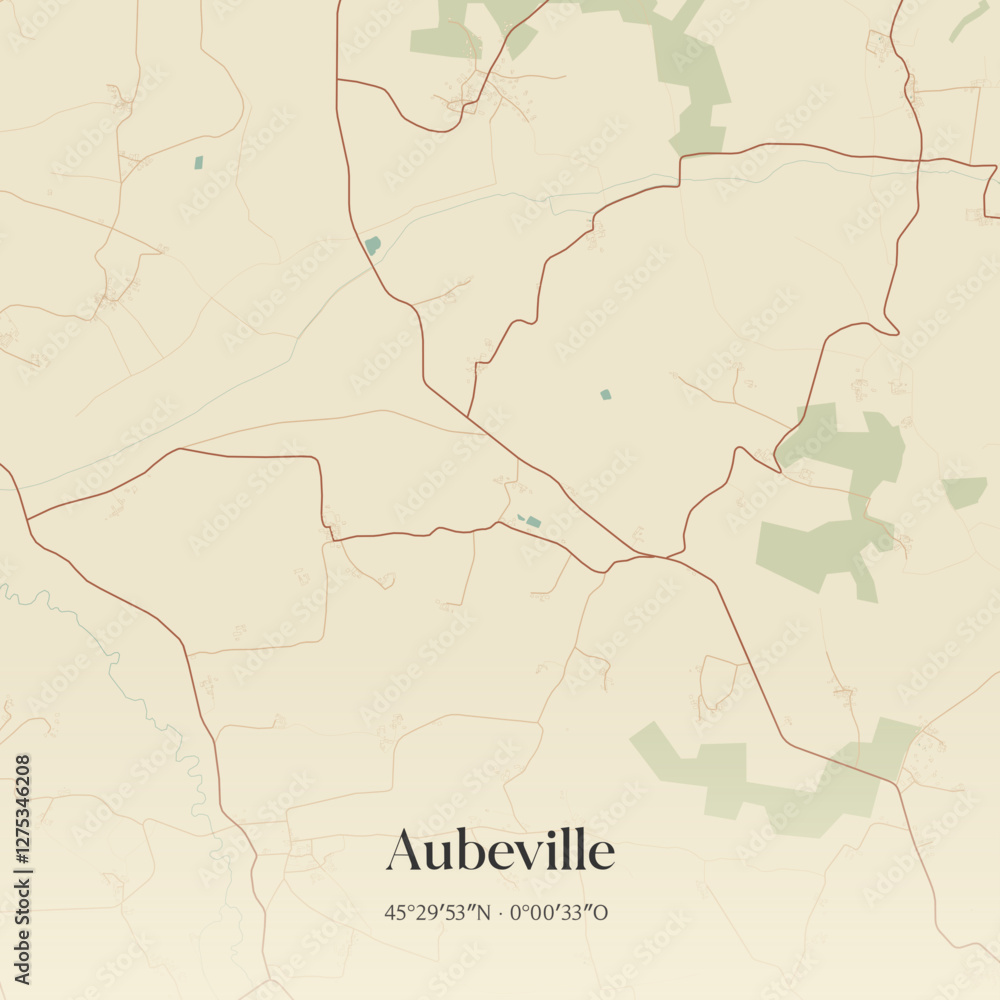 Obraz premium Vintage map of Aubeville, France.