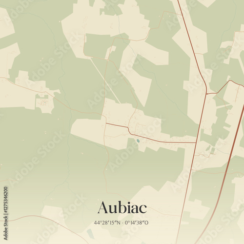 Vintage map of Aubiac, France.