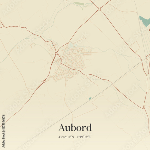 Vintage map of Aubord, France.