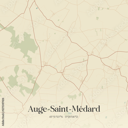 Vintage map of Auge-Saint-Médard, France.