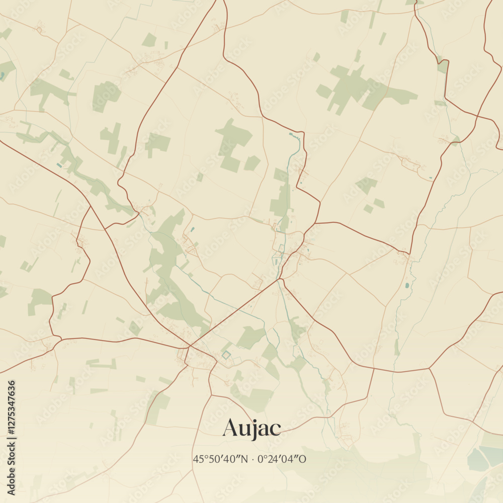 Fototapeta premium Vintage map of Aujac, France.