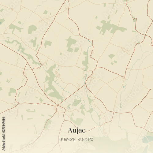 Vintage map of Aujac, France.