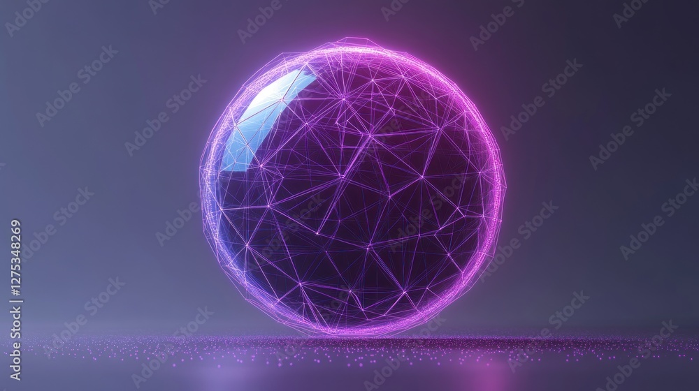 Abstract glowing sphere with purple and pink network. Abstract glowing sphere with purple and pink network.