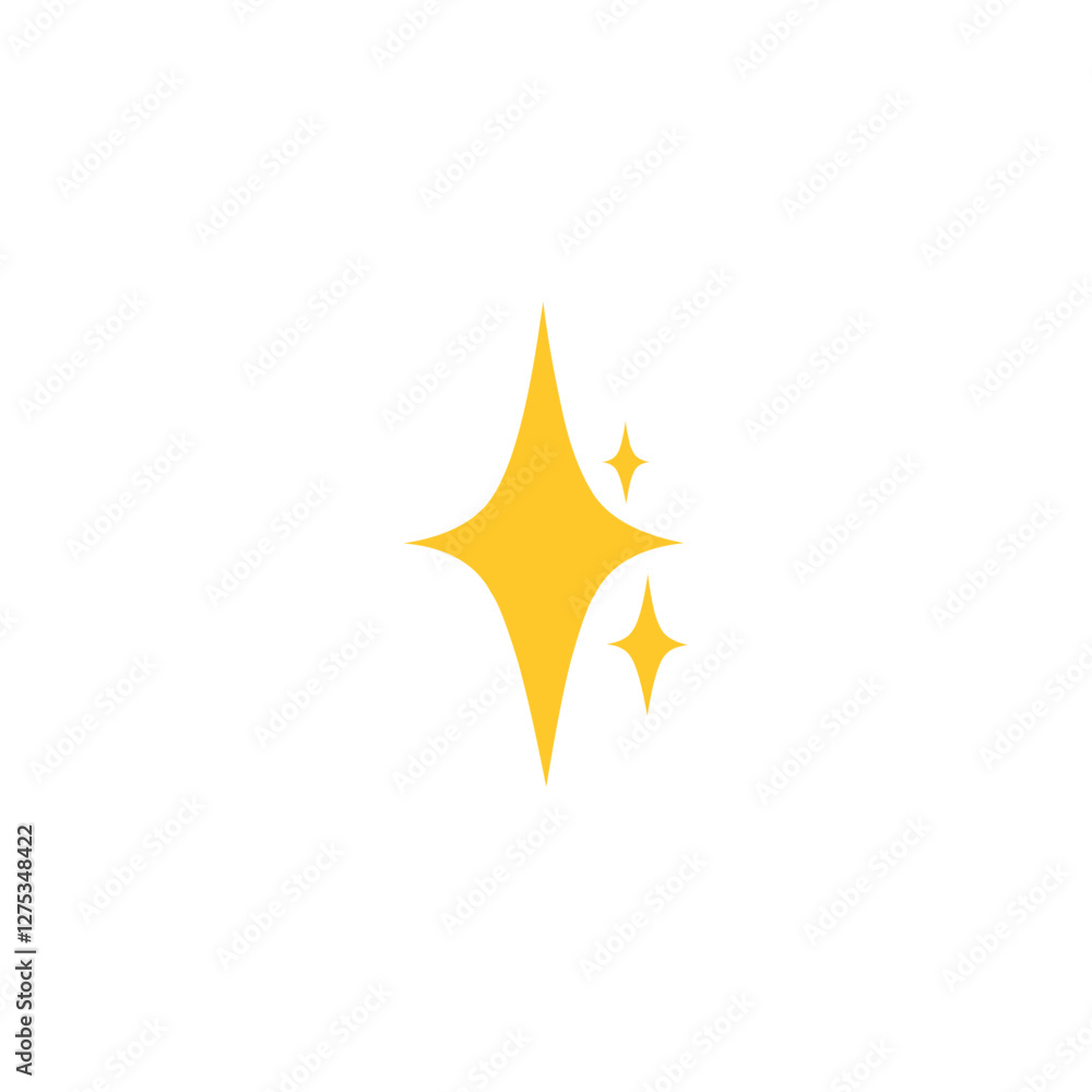 Three stars icon with four corners of yellow light. Vector illustration on white background Three stars icon with four corners of yellow light. Vector illustration on white background