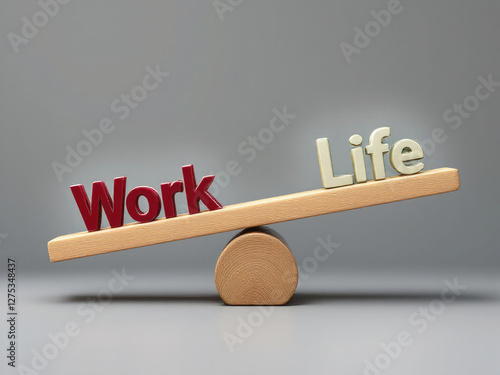 Work and Life balance concept Wooden blocks with text on wood Seesaw Copy space photo