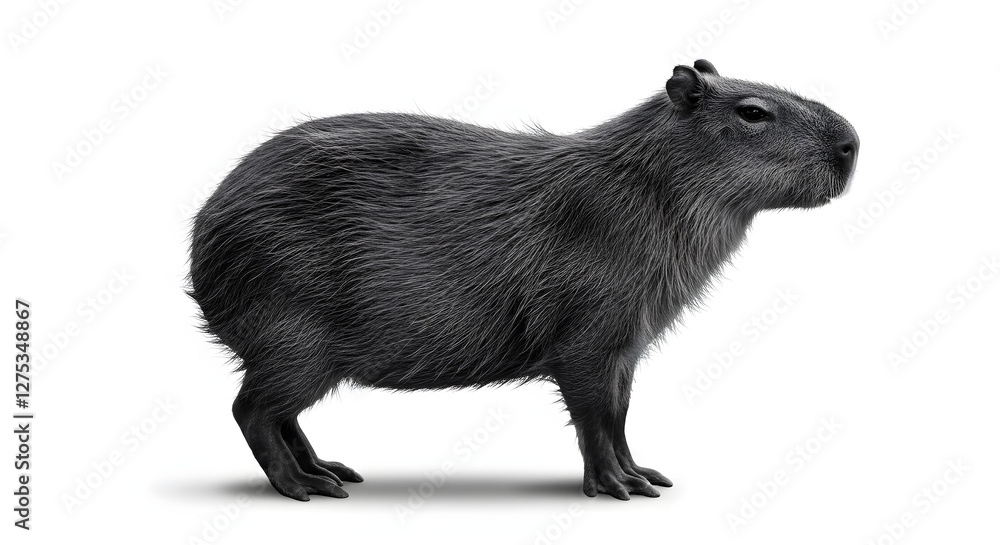 Fototapeta premium capybara side view white background generative ai art