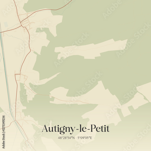 Vintage map of Autigny-le-Petit, France.