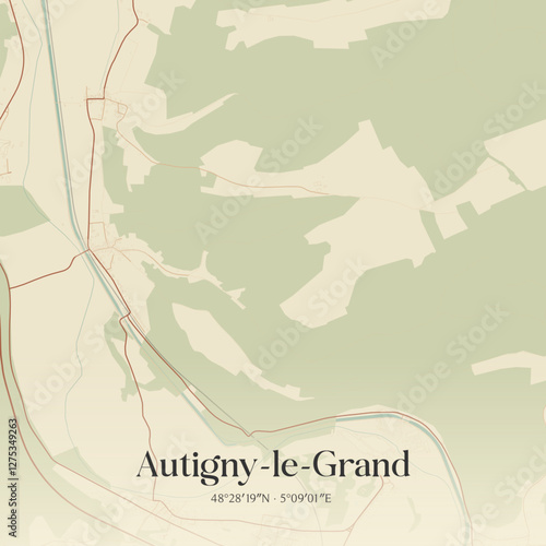Vintage map of Autigny-le-Grand, France.