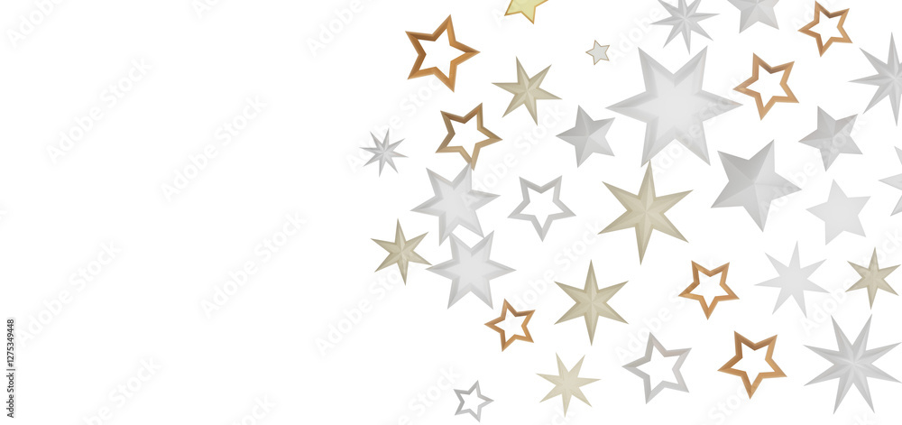 An abstract pattern featuring gold and silver stars on a black background. An abstract pattern featuring gold and silver stars on a black background.