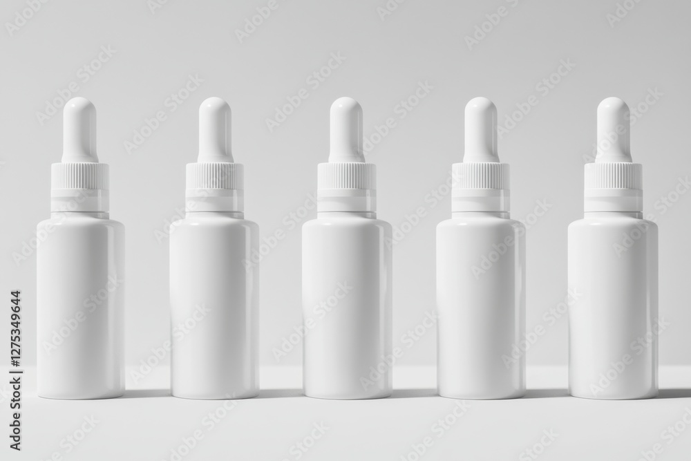 Elegant White Dropper Bottles Mockup Elegant White Dropper Bottles Mockup