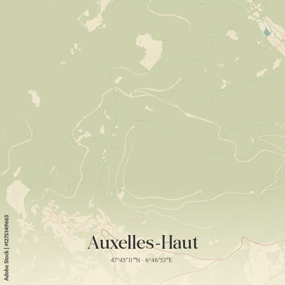 Obraz premium Vintage map of Auxelles-Haut, France.