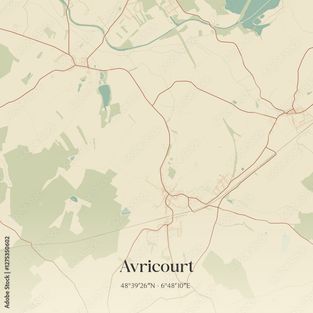 Obraz premium Vintage map of Avricourt, France.