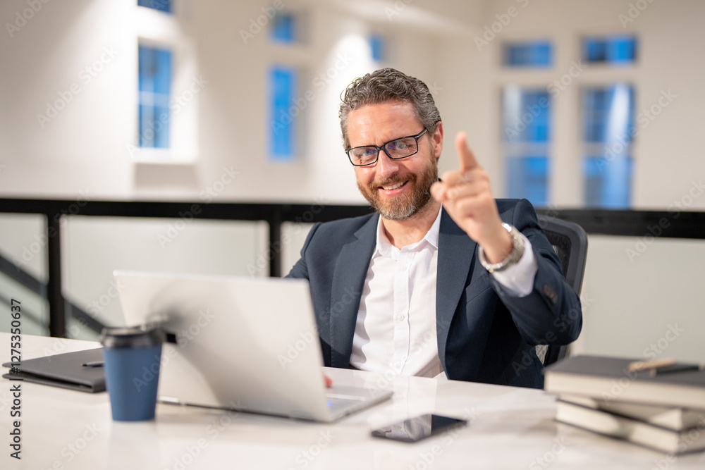 Handsome 40s business man working with laptop in office. Gray hair mature business man director using laptop. Millennial manager at office workplace. Ceo office workers business people at office. Handsome 40s business man working with laptop in office. Gray hair mature business man director using laptop. Millennial manager at office workplace. Ceo office workers business people at office.