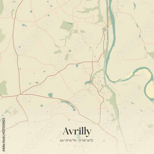 Vintage map of Avrilly, France.