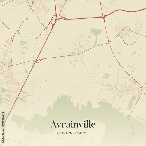 Vintage map of Avrainville, France.