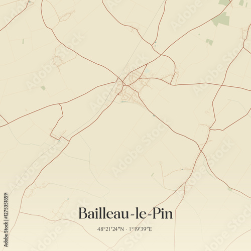 Vintage map of Bailleau-le-Pin, France.