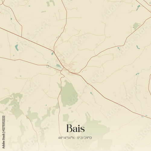 Vintage map of Bais, France.