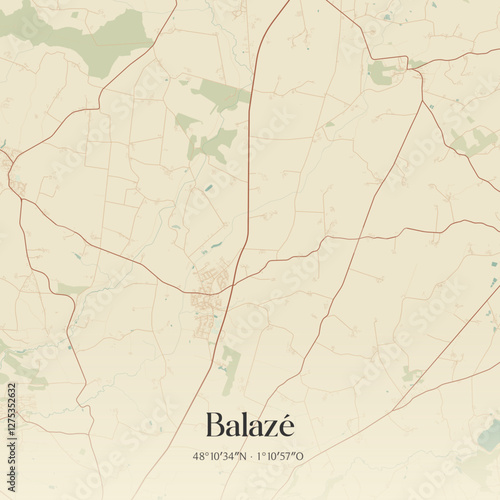 Vintage map of Balazé, France.