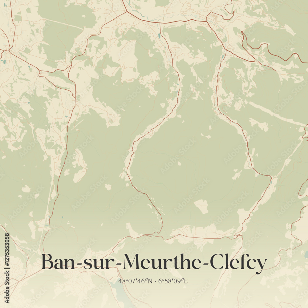 Fototapeta premium Vintage map of Ban-sur-Meurthe-Clefcy, France.