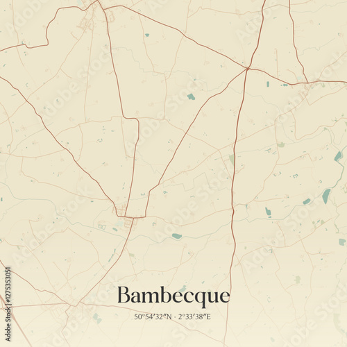 Vintage map of Bambecque, France.