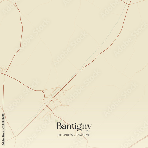 Vintage map of Bantigny, France.