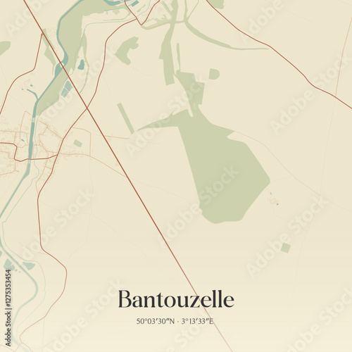 Vintage map of Bantouzelle, France.