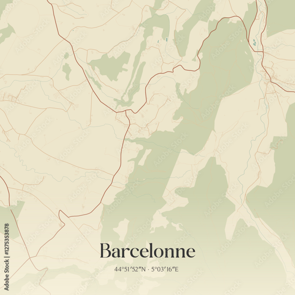Obraz premium Vintage map of Barcelonne, France.