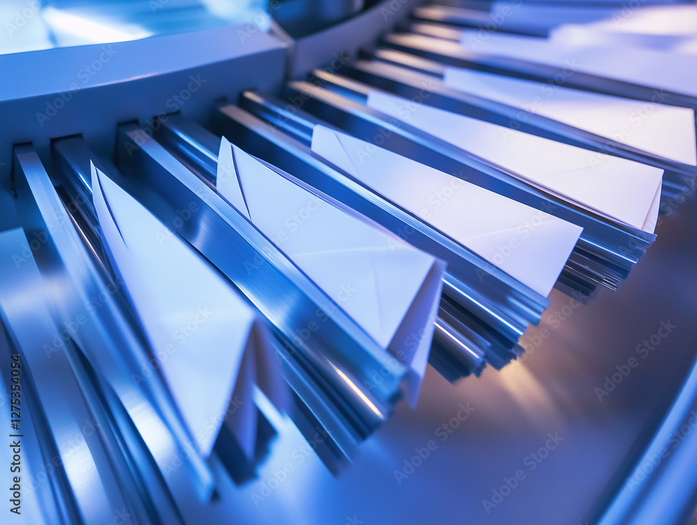 custom made wallpaper toronto digitalAutomated envelope sorting machine with blue lighting and organized paper in modern design