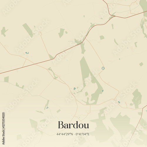Vintage map of Bardou, France.