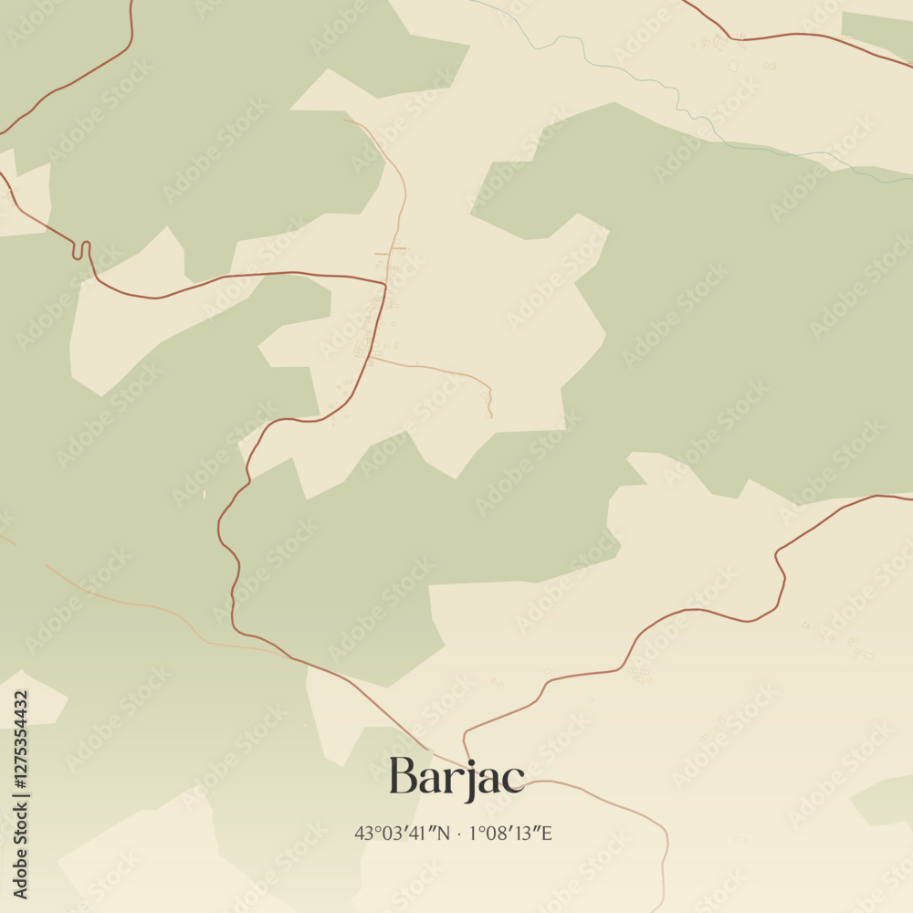 Naklejka premium Vintage map of Barjac, France.