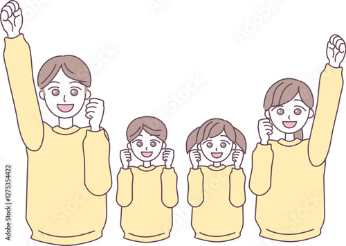 笑顔で盛り上がる明るい雰囲気の家族