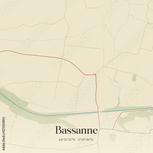 Vintage map of Bassanne, France.