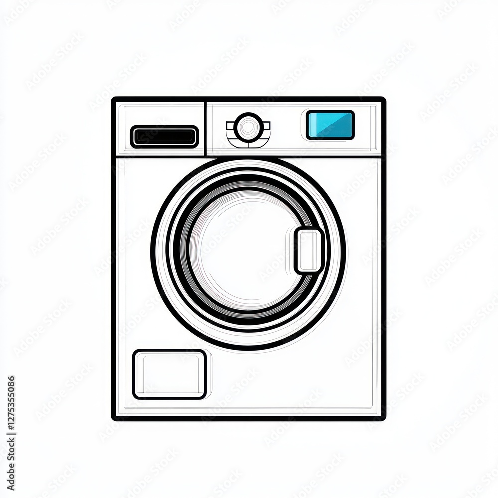 3D icon of a modern laundry machine symbolizing household appliances. 3D icon of a modern laundry machine symbolizing household appliances.