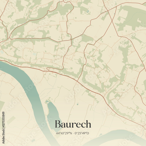 Vintage map of Baurech, France.
