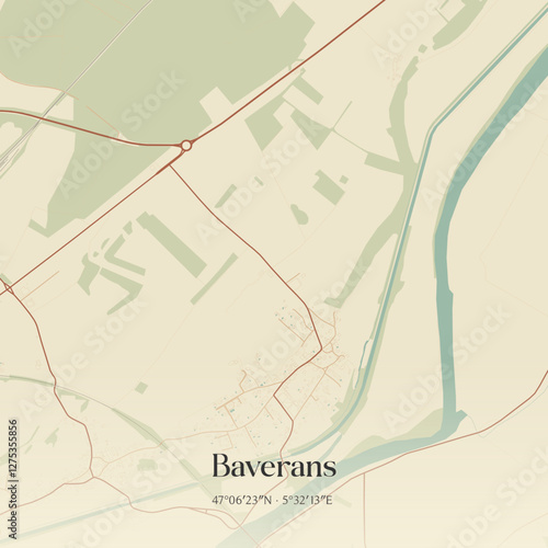 Vintage map of Baverans, France.