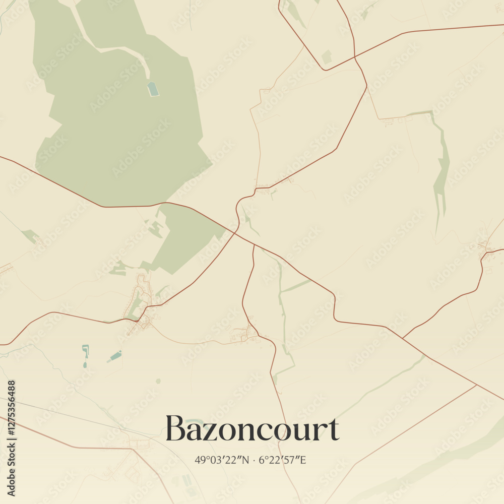 Obraz premium Vintage map of Bazoncourt, France.