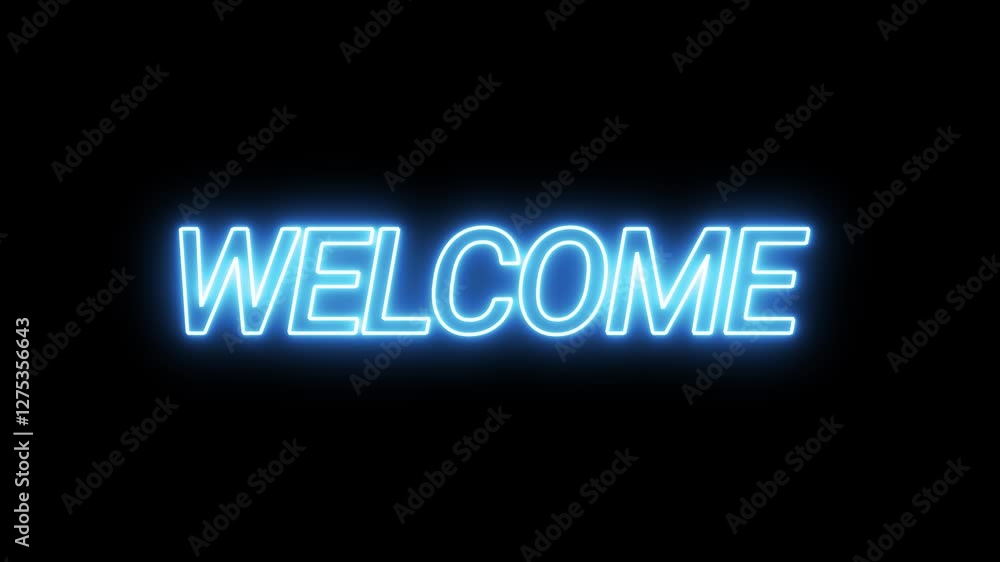 Neon Light Welcome Word Animation. Glowing Text Effect Neon Light Welcome Word Animation. Glowing Text Effect