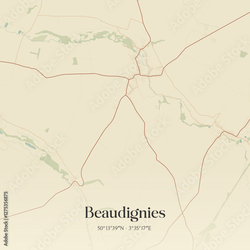 Vintage map of Beaudignies, France.