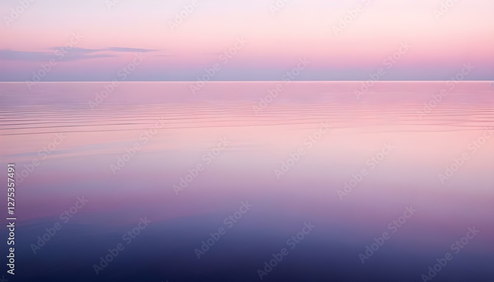 Fototapeta premium Simple calm blue sea, ocean under a sunset sky. Gradient sky, gradient sea, colourful, pink sky, purple sky, blue sky, orange sky. Calm mood, mood photo, sea, sky background. Landscape. heaven, dawn. 