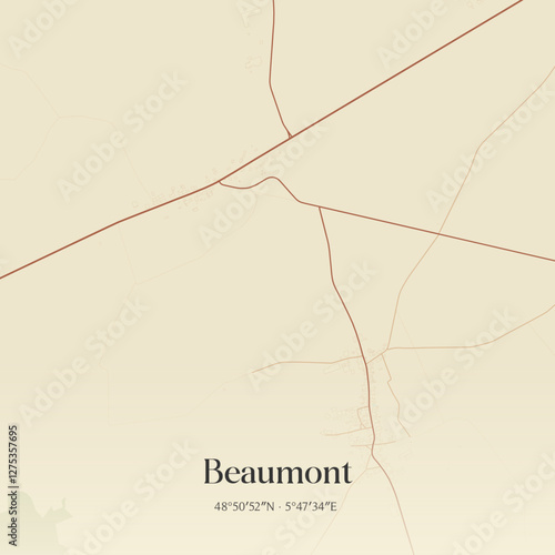 Vintage map of Beaumont, France.