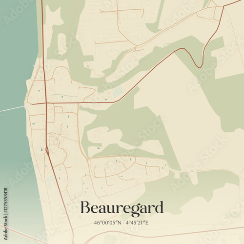 Vintage map of Beauregard, France.