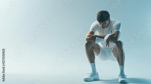 Obraz na płótnie Sports injury from a knee contusion during tennis. Featuring rehabilitation and recovery w salonie