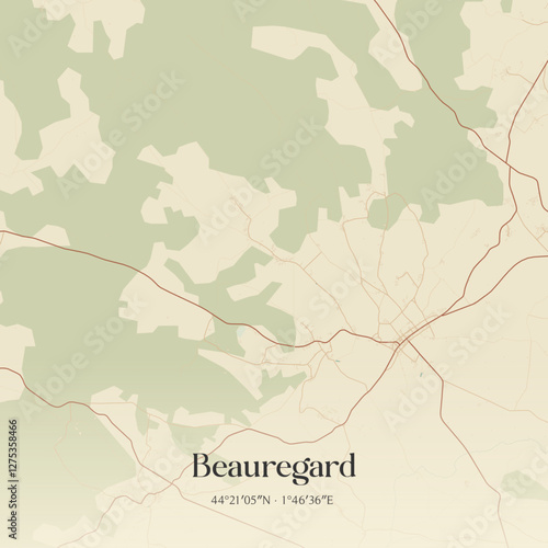 Vintage map of Beauregard, France.