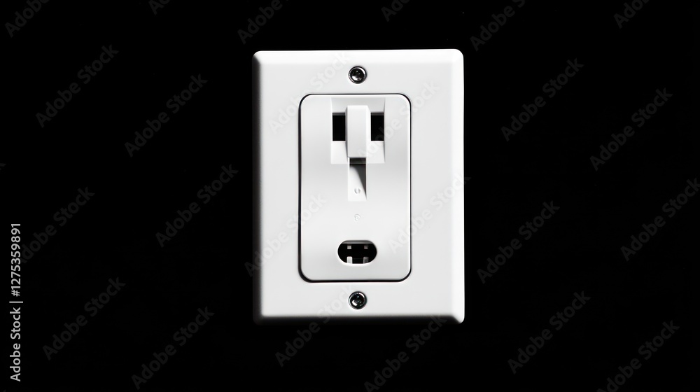 White electrical outlet and USB port on a black wall. White electrical outlet and USB port on a black wall.