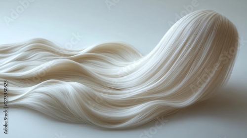 Flowing white hair texture isolated on a light background. Generative AI